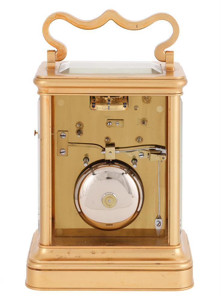 A FINE VICTORIAN GILT BRASS GIANT CARRIAGE CLOCK WITH PUSH-BUTTON REPEAT - Image 4 of 4