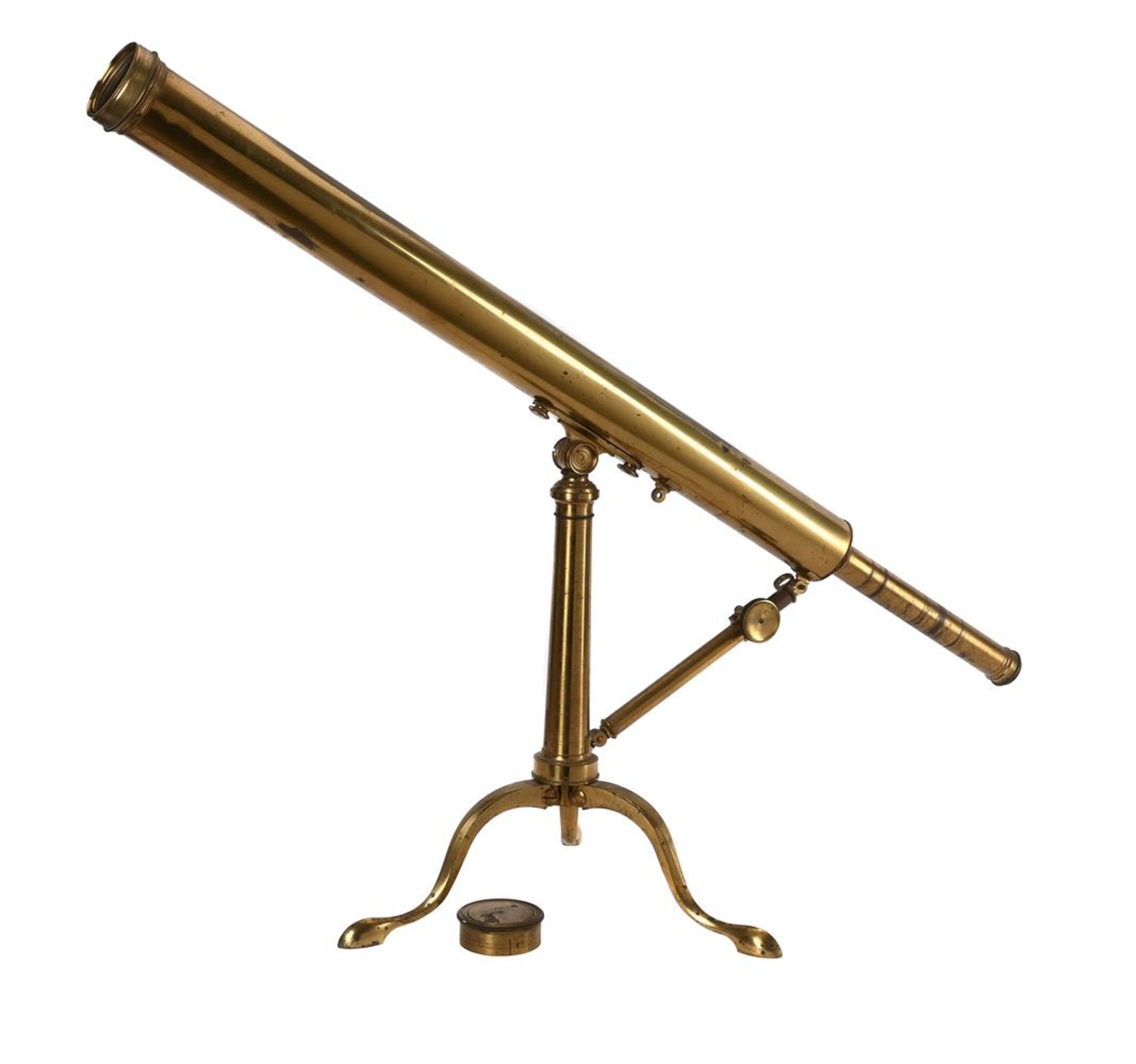 AN EARLY VICTORIAN LACQUERED BRASS TWO-INCH REFRACTING TELESCOPE