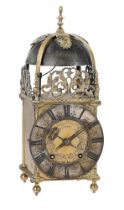 A WILLIAM III BRASS LANTERN CLOCK NOW WITH LATER SPRING-DRIVEN MOVEMENT