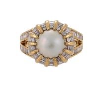 OGDEN, A DIAMOND AND CULTURED PEARL CLUSTER DRESS RING, SHEFFIELD 2013