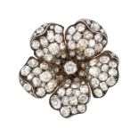 A LATE VICTORIAN DIAMOND SET DOG ROSE BROOCH CIRCA 1890