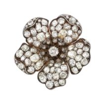 A LATE VICTORIAN DIAMOND SET DOG ROSE BROOCH CIRCA 1890