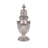 A GEORGE III SILVER SUGAR CASTER