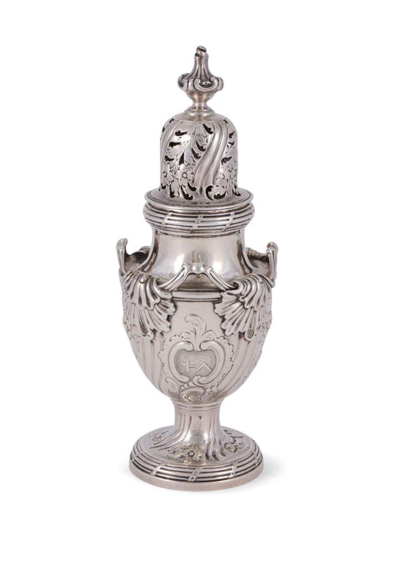 A GEORGE III SILVER SUGAR CASTER