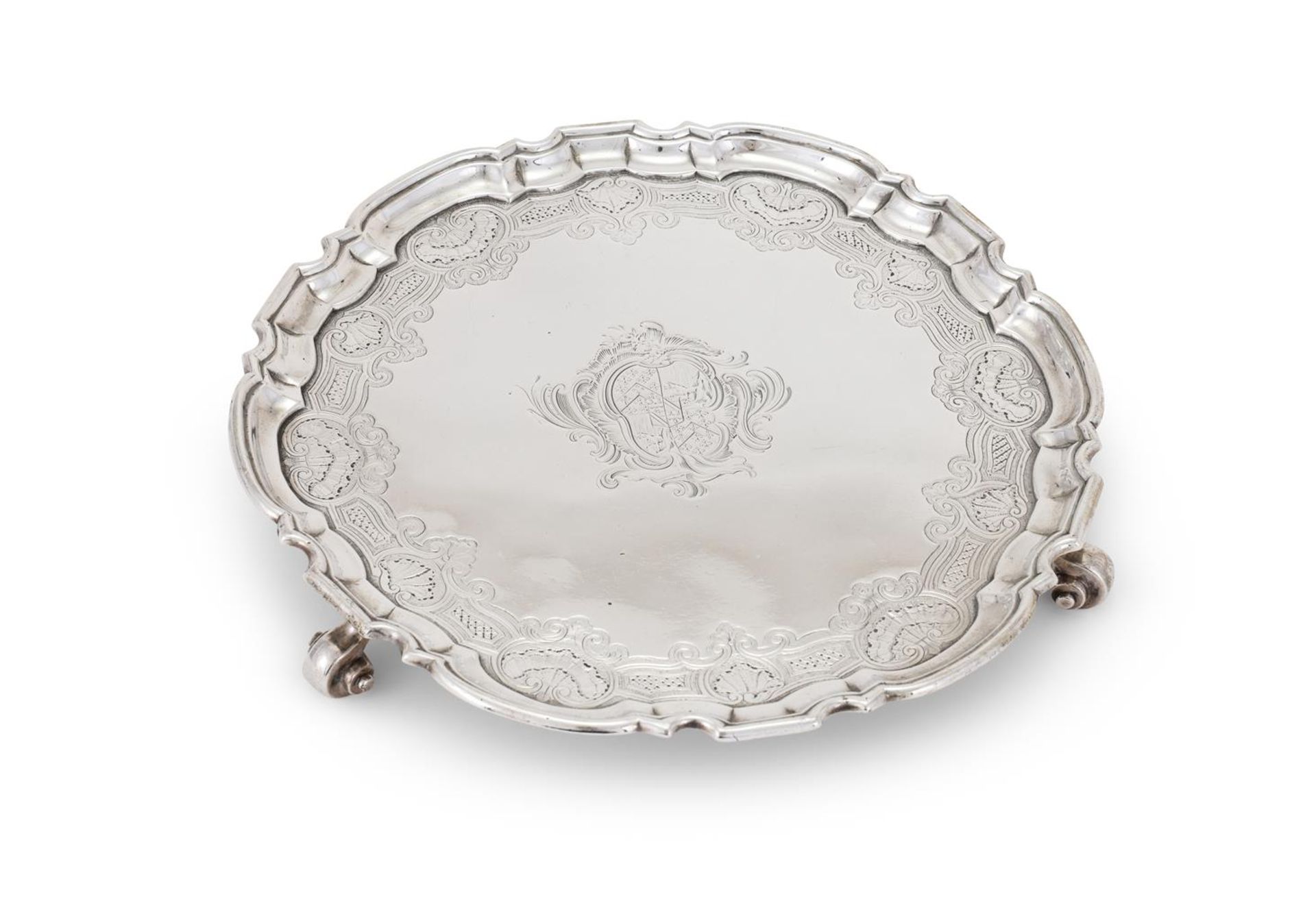A GEORGE II SILVER SHAPED CIRCULAR SALVER - Image 2 of 3