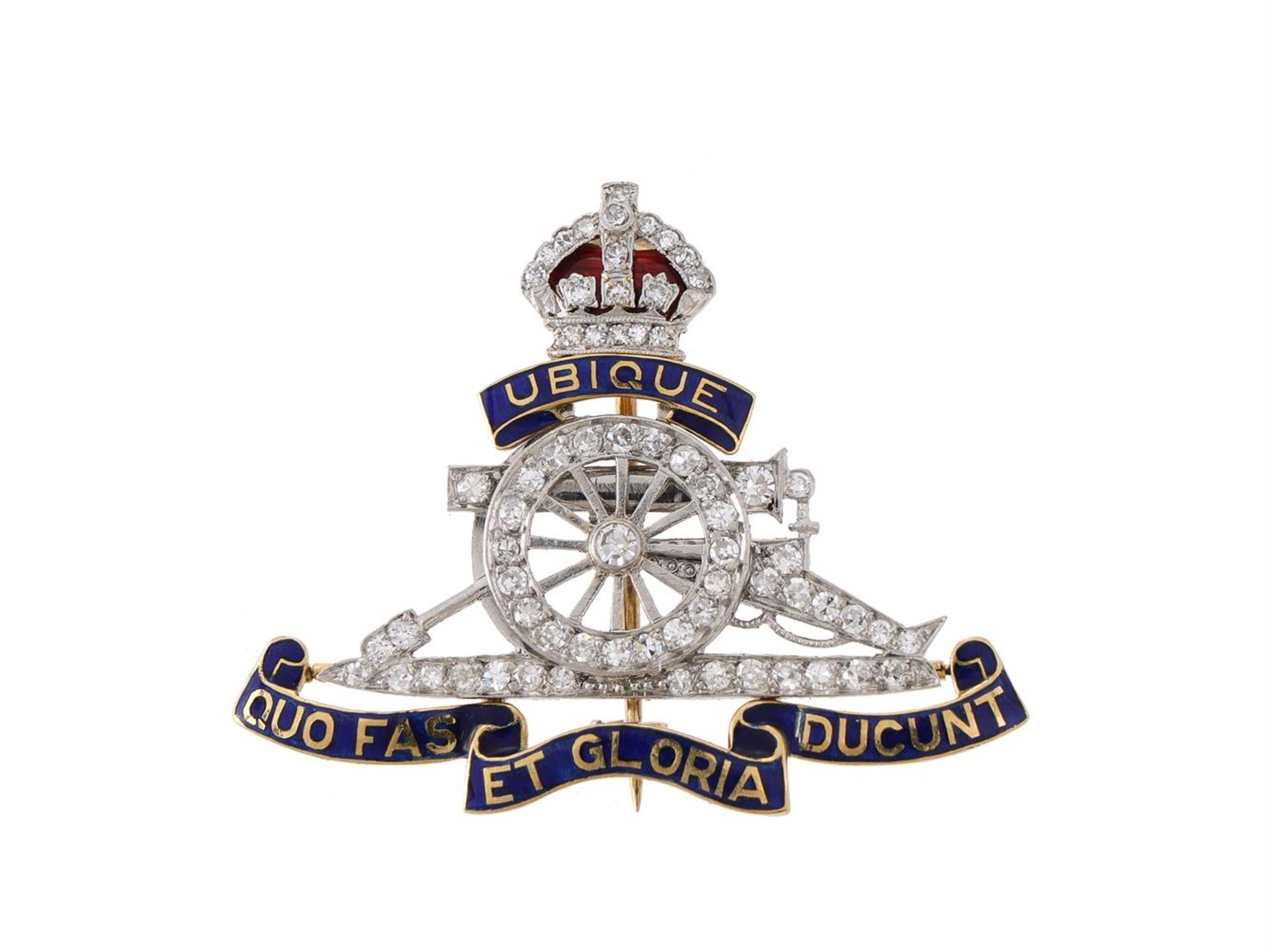 MILITARY INTEREST, A DIAMOND AND ENAMEL ROYAL ARTILLERY BROOCH