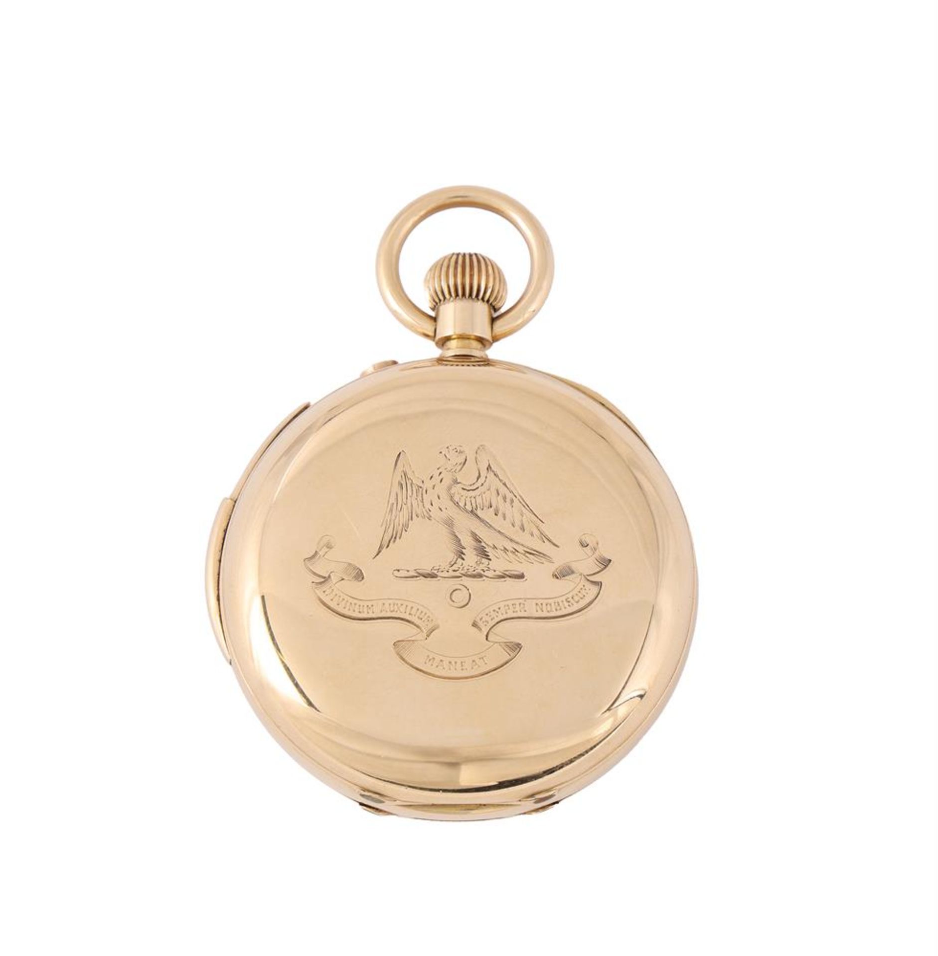 UNSIGNED, AN 18 CARAT GOLD KEYLESS WIND MINUTE REPEATER HALF HUNTER POCKET WATCH - Image 3 of 4