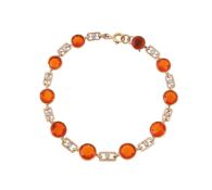 A 1920S AND LATER FIRE OPAL AND DIAMOND BRACELET