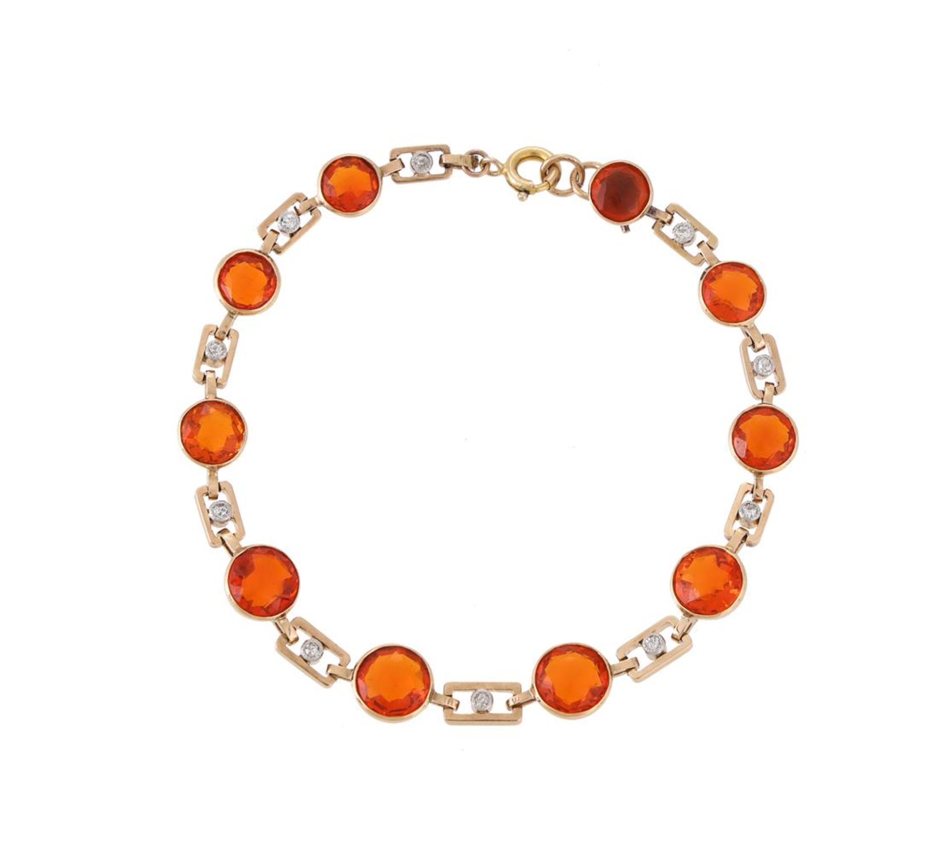 A 1920S AND LATER FIRE OPAL AND DIAMOND BRACELET