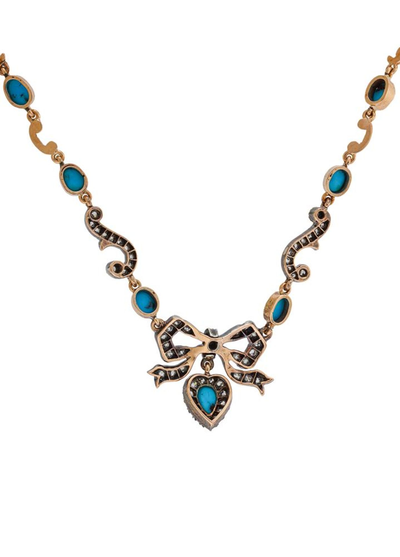 A TURQUOISE AND DIAMOND BOW NECKLACE - Image 3 of 3