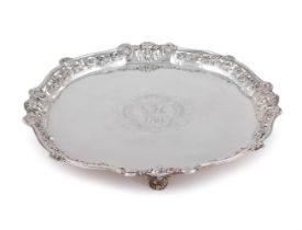 A GEORGE II SILVER SHAPED CIRCULAR SALVER