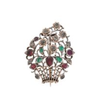 A GEORGIAN MULTI GEM SET GIARDINETTO BROOCH, CIRCA 1800