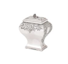 A GEORGE II SILVER TEA CADDY