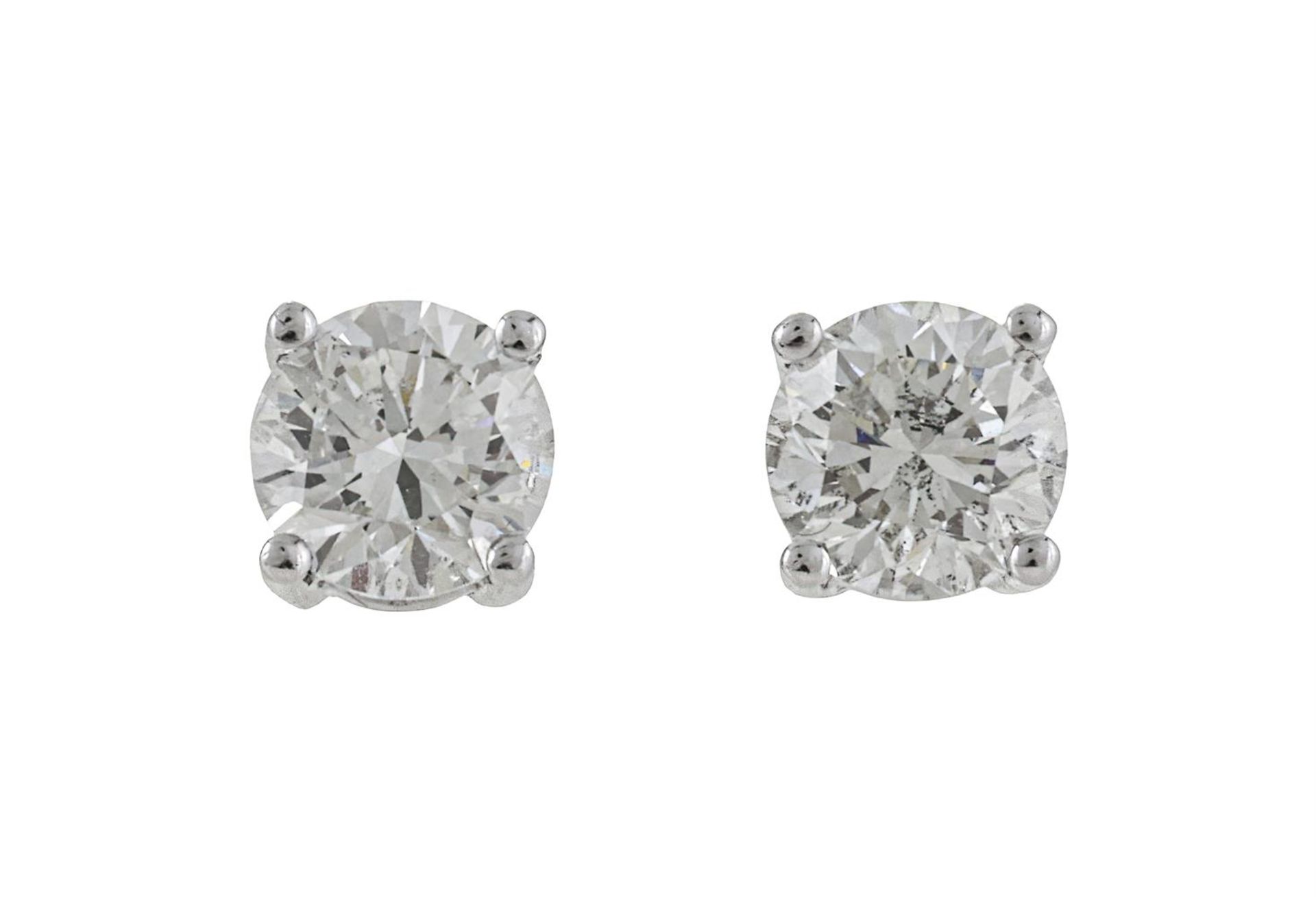 A PAIR OF DIAMOND EAR STUDS