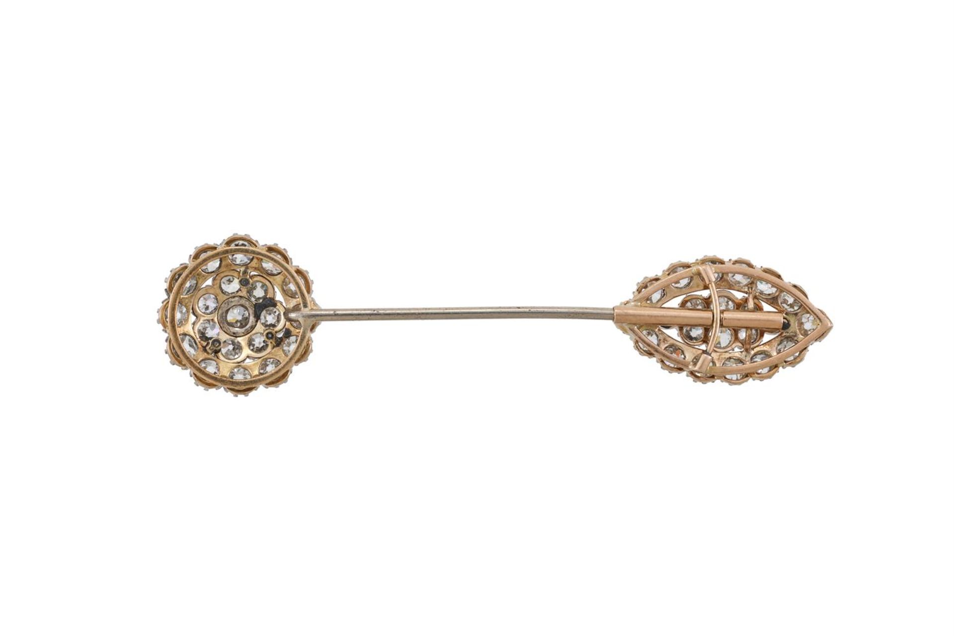 A DIAMOND DOUBLE CLUSTER JABOT PIN - Image 2 of 2