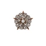 A LATE VICTORIAN DIAMOND DOG ROSE BROOCH, CIRCA 1880