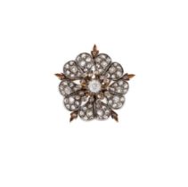 A LATE VICTORIAN DIAMOND DOG ROSE BROOCH, CIRCA 1880