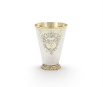 A RUSSIAN SILVER AND SILVER GILT MARRIAGE BEAKER