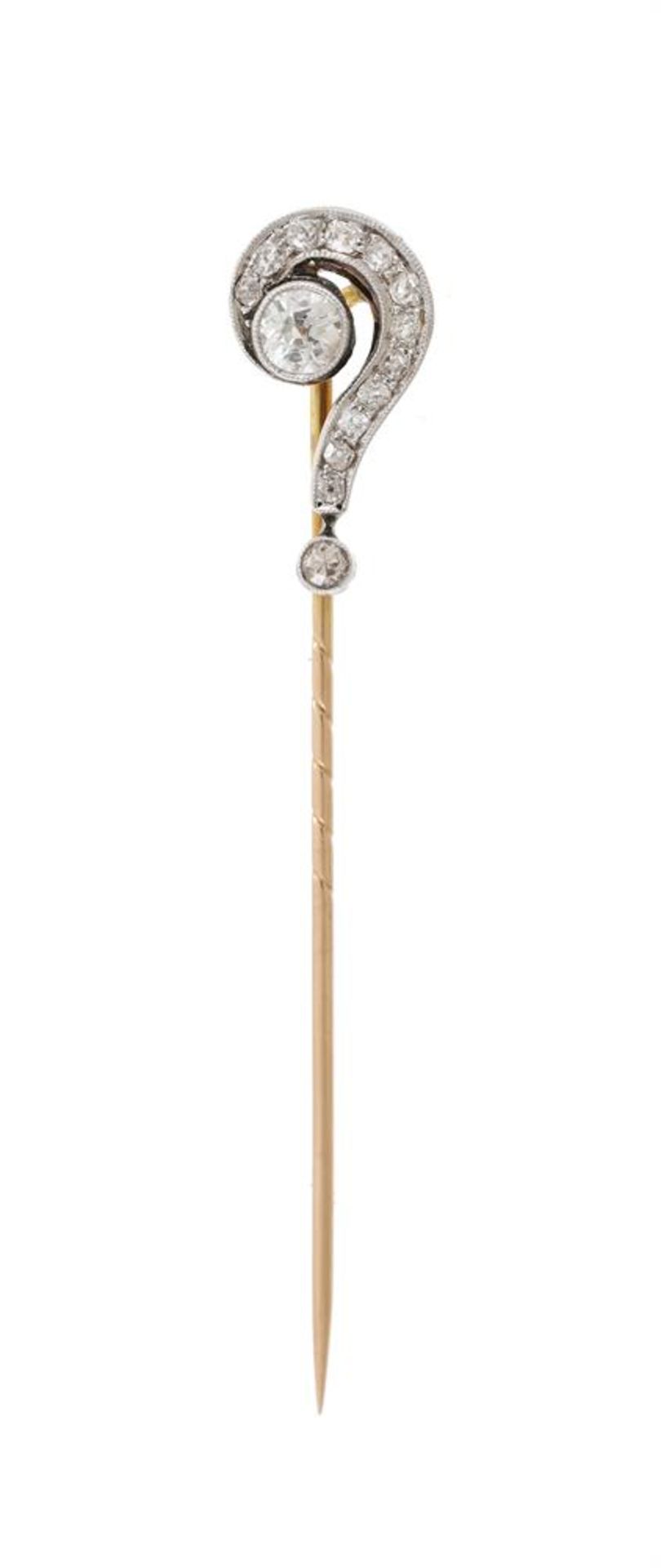 AN EARLY 20TH CENTURY AND LATER DIAMOND QUESTION MARK STICK PIN