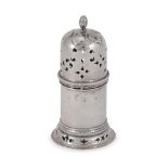 A CHARLES II SILVER CYLINDRICAL CASTER