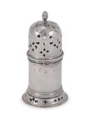 A CHARLES II SILVER CYLINDRICAL CASTER