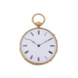 UNSIGNED, A SWISS GOLD OPEN FACE QUARTER REPEATER POCKET WATCH