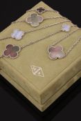 Y VAN CLEEF & ARPELS, MAGIC ALHAMBRA, A MOTHER OF PEARL AND CHALCEDONY NECKLACE