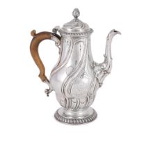 A GEORGE II SILVER COFFEE POT