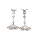 A PAIR OF GEORGE II CAST SILVER CANDLESTICKS, WILLIAM GOULD