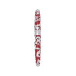 CARAN D'ACHE, DRAGON, A LIMITED EDITION SILVER COLOURED AND RED LACQUER FOUNTAIN PEN