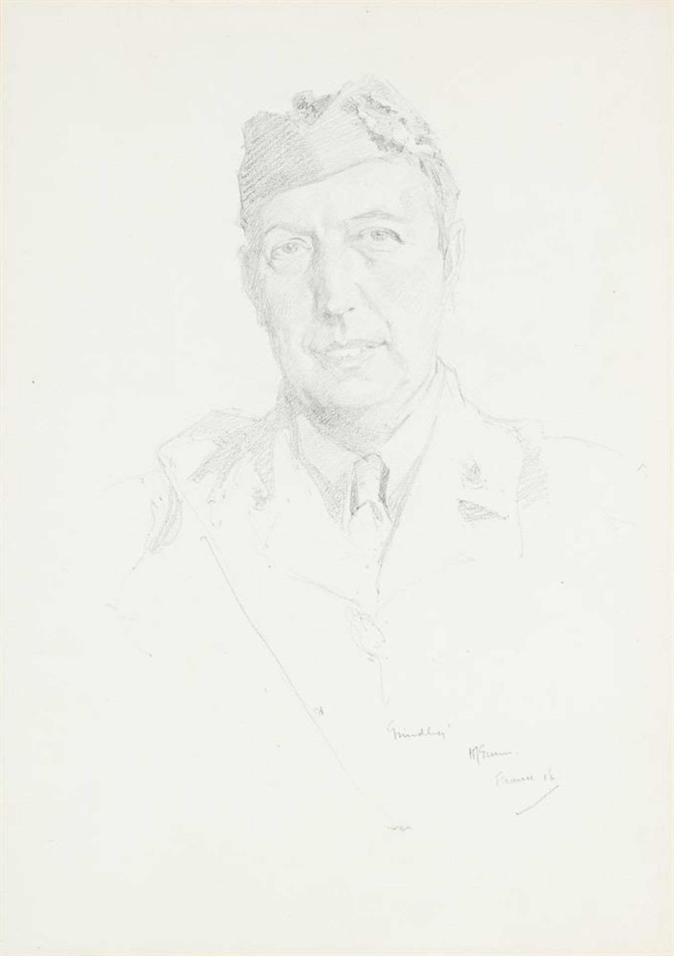 λ SIR HERBERT JAMES GUNN (BRITISH 1893-1964), SKETCH FOR PORTRAIT OF EDWARD GRINDLAY (2) - Image 2 of 6