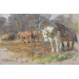 λ LUCY KEMP-WELCH (BRITISH 1869-1958), HORSES PLOUGHING: PREPARATIONS