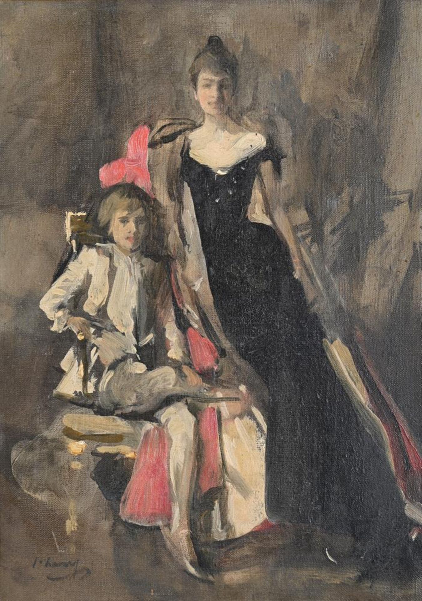 SIR JOHN LAVERY (IRISH 1856-1941), PORTRAIT OF MINNIE PLOWDEN AND HER SON HUMPHREY