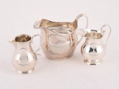 THREE SILVER CREAM JUGS