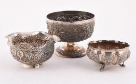 THREE INDIAN SILVER COLOURED BOWLS