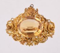 A LATE 19TH CENTURY CITRINE BROOCH