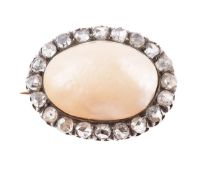 A FRENCH LATE 19TH DIAMOND AND BLISTER PEARL BROOCH, CIRCA 1890