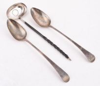 A GEORGE III SILVER OLD ENGLISH PATTERN SERVING SPOON
