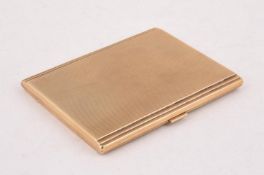 A 9 CARAT GOLD RECTANGULAR CIGARETTE CASE
