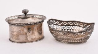 A DUTCH SILVER OVAL TEA CADDY
