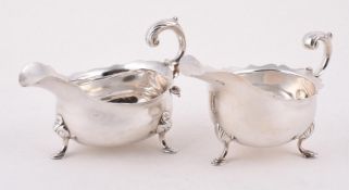 A GEORGE II SILVER SHAPED OVAL SAUCE BOAT