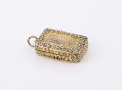 A LATE GEORGE III SILVER GILT RECTANGULAR VINAIGRETTE