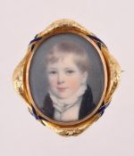 Y A MID 19TH CENTURY PORTRAIT MINIATURE LOCKET BROOCH