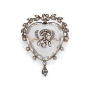 A LATE 19TH CENTURY ROCK CRYSTAL AND DIAMOND BROOCH