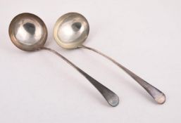 A GEORGE III SILVER OLD ENGLISH PATTERN SOUP LADLE
