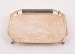 A SILVER SHAPED SQUARE SALVER