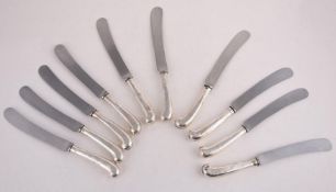 A SET OF TEN PISTOL GRIP HANDLED TABLE KNIVES