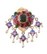 A 19TH CENTURY QAJAR POLYCHROME ENAMEL PENDANT