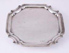 A SILVER SHAPED SQUARE SALVER