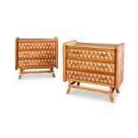 A PAIR OF RATTAN AND FORMICA CHEST OF DRAWERS, SECOND HALF 20TH CENTURY